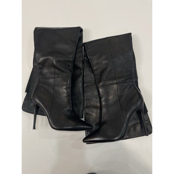 KURT GEIGER LONDON Vito Over-The-Knee Boots In Black Leather Sz EU 37 US 6.5 - Picture 2 of 6